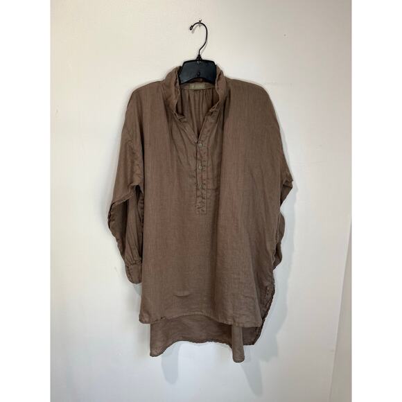 CP Shades 100% Linen Tunic Top Size S Brown Oversized Lagenlook Boho - Picture 7 of 7